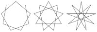 Девятиконечная сложная звезда с различными значениями степени заострения