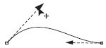 Изменение кривизны криволинейного сегмента путем перемещения маркера направляющей