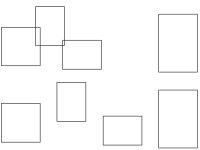 Пример распределения объектов, при котором промежутки между ними по горизонтали становятся одинаковыми